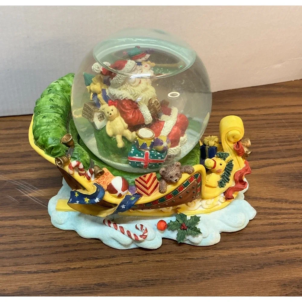 The Trimmerry Vintage Santa Sleigh Water Globe Hand Painted Christmas Decor